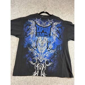 VINTAGE Y2K Tapout MPS Shirt Mens Black Blue Graphic MMA UFC Tribal Tee Goth XL
